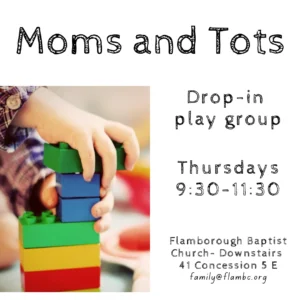 Moms and Tots drop-in play group, Thursdays 9:30 to 11:30