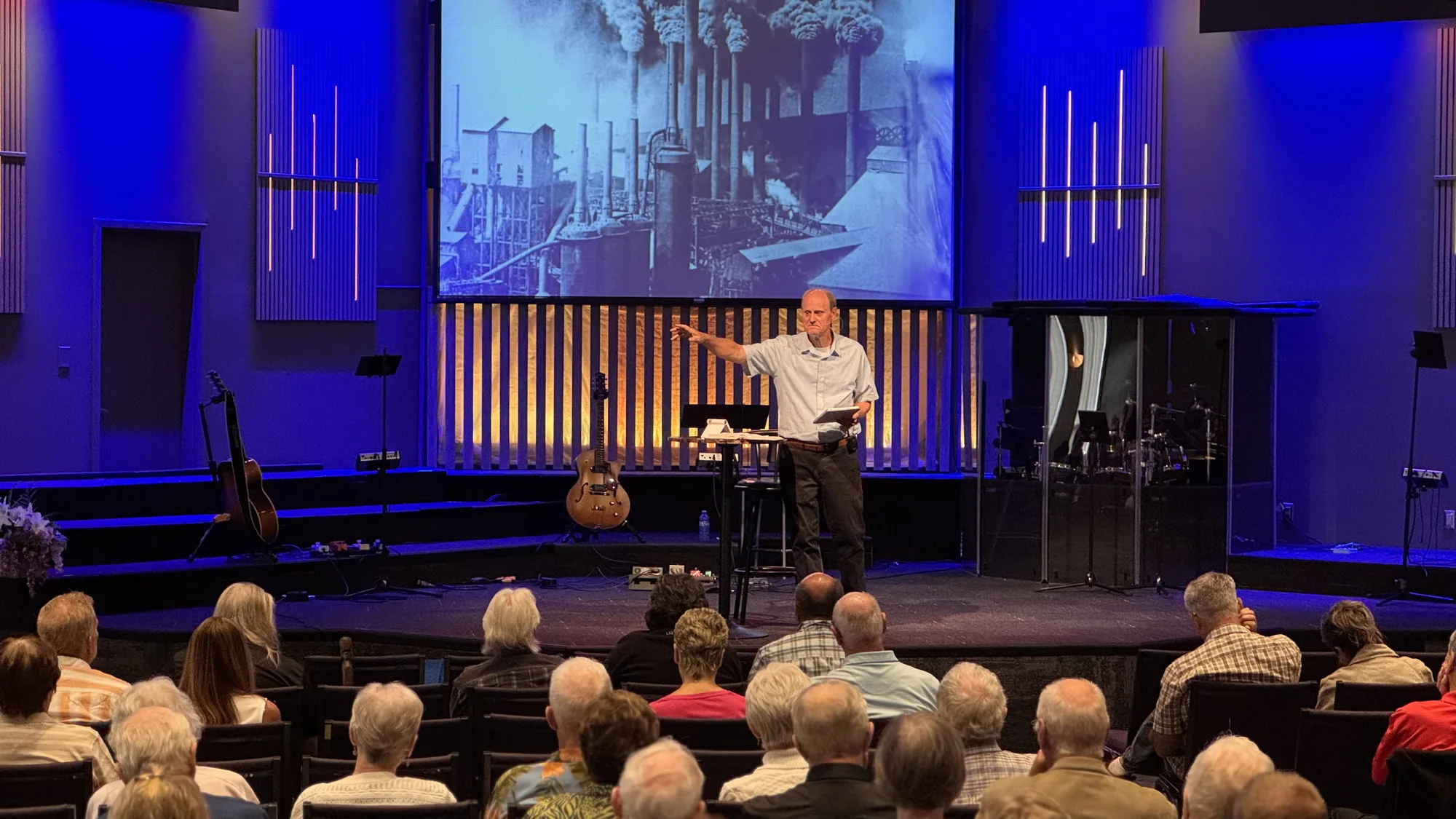 The congregation gathered for Sunday morning worship